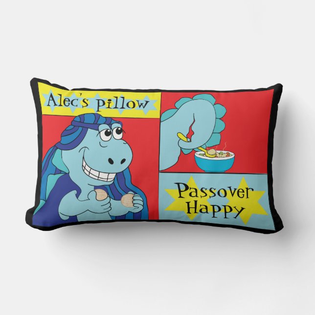 Pâque 13/21" Lumbar Coussin Dinosaur Happy (Recto)