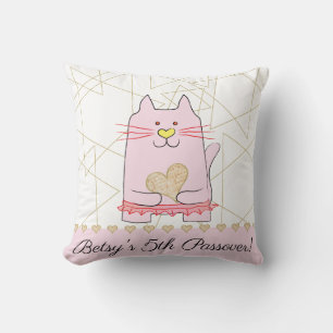 Pâque 16/16" Coussin Chat rose Ballerina