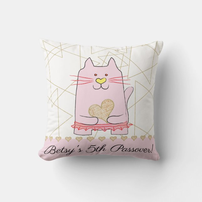 Pâque 16/16" Coussin Chat rose Ballerina (Recto)