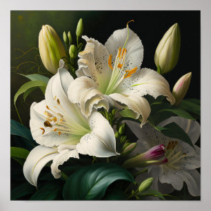 Pâques Blanches Lys Fleur Art Imprimer Poster
