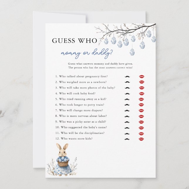 Pâques Chinoiserie Devinez Qui Baby shower Carte D (Devant)