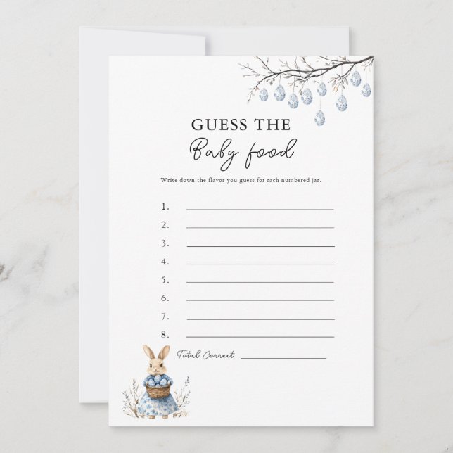 Pâques Guess the Baby Food Baby shower Carte de je (Devant)
