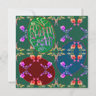 "Pâques joyeuses" Oeufs Carte blanche verte