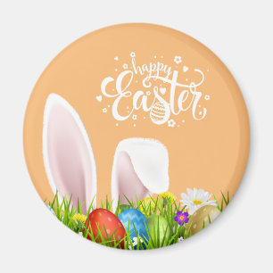 Pâques joyeux de Bunny à la florale  Magnet