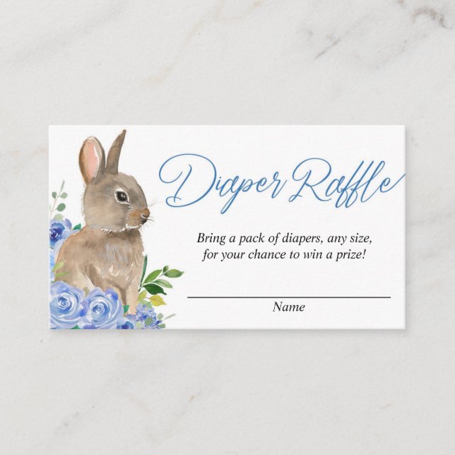 Pâques lapin bleu blanc floral diaper cartes de to (Devant)