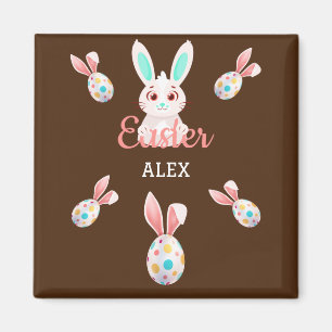 "PÂQUES" MAGNET BUNNY AVEC OEUFS ET NOM SPECKLED.