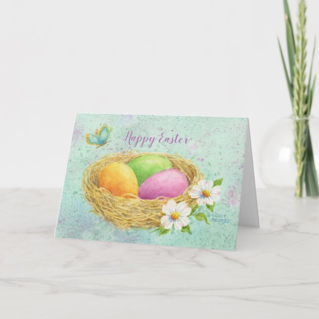 Pâques OEufs Nest Carte de voeux chrétienne (Devant)