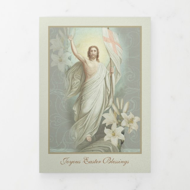 Pâques Prière de résurrection Jésus Poème Tri-Fold (Page de couverture)