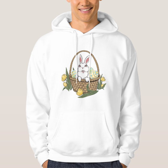 Pâques Sweat - shirt à capuche Pâques Panier lapin (Devant)