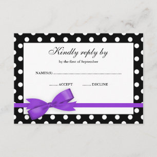Paquet à points de polka violet noir RSVP