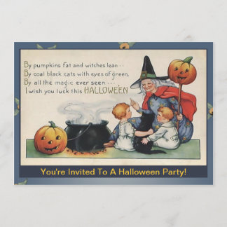 Par Citrouille Fat Vintage Halloween Invitations P