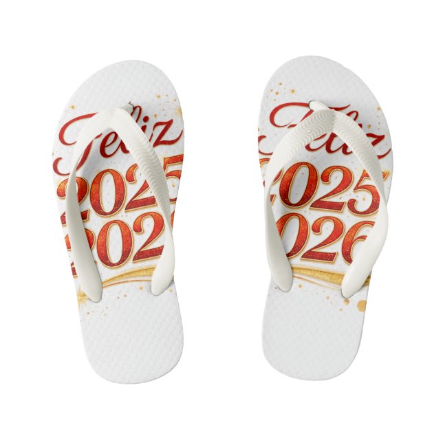 Par de Chancletas con Diseño “Feliz 2025–2026” | C Kinderbadesandalen (Fußbett)