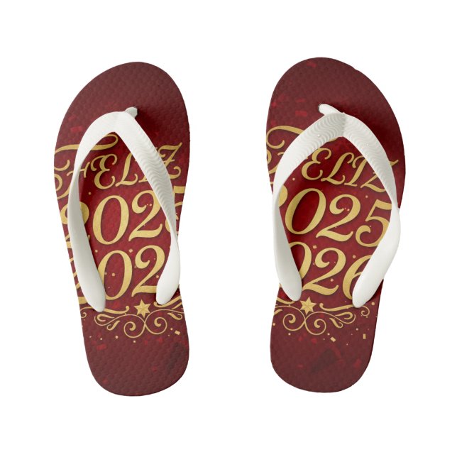 Par de Chancletas con Diseño “Feliz 2025–2026” | C Kinderbadesandalen (Fußbett)