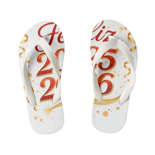 Par de Chancletas con Diseño “Feliz 2025–2026” | C Kinderbadesandalen (Fußbett)