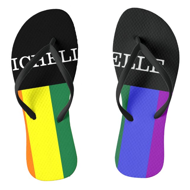Par de Chinelos Orgulho Gay Rainbow Personalizado Flip Flops (Fußbett)