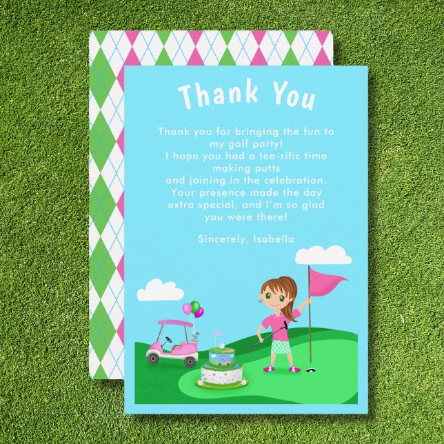 Par-T-Shirt Chibi Girl Birthday Golf Danke Karte (Von Creator hochgeladen)