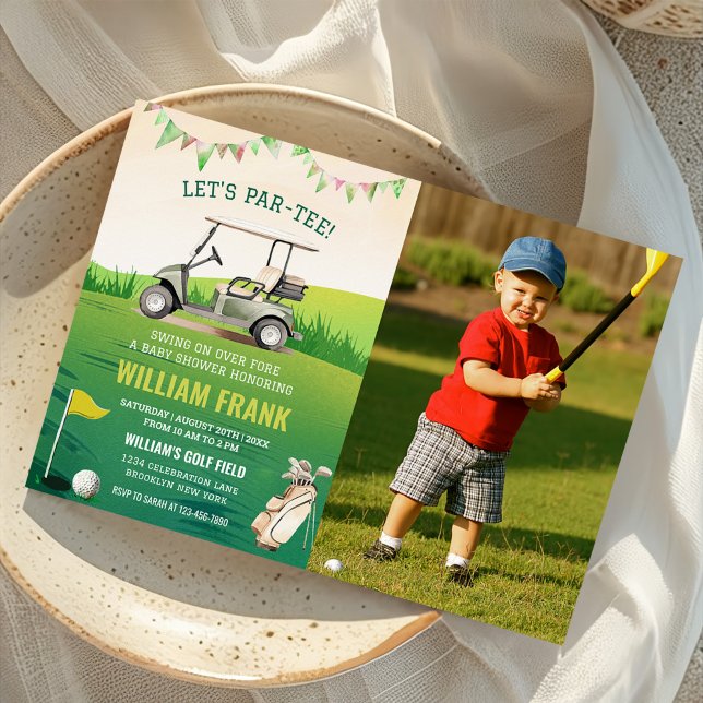 Par-T-Shirt Golf Boy Party Baby Shower Foto Einladung (Von Creator hochgeladen)