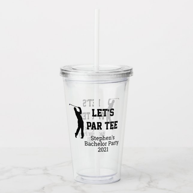 Par T-Shirt Golf Golfspielen Bachelor Party Acryltrinkbecher (Vorderseite)