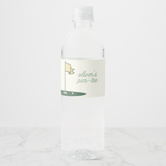 Par-T-Shirt Golf Thema Wasser Flasche Etikett (Vorderseite)