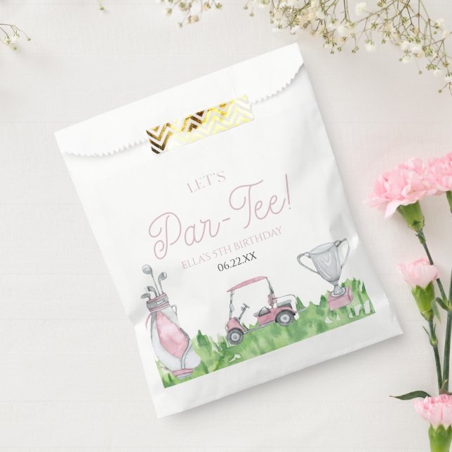 Par-T-Shirt Pink Golf Geburtstagsparty Geschenktütchen (Versiegelt)