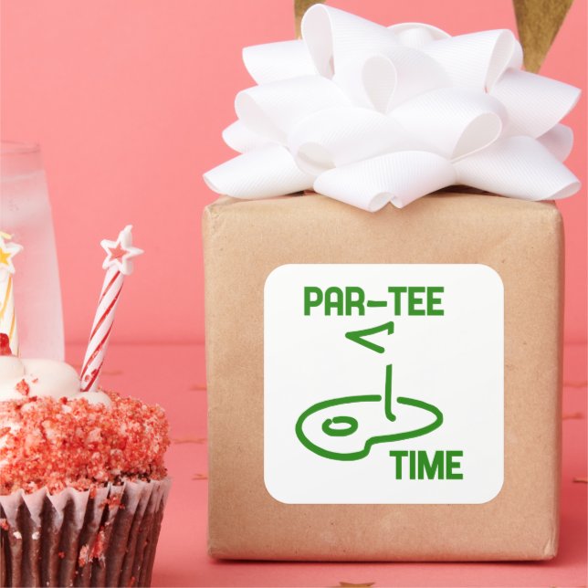 Par T-Shirt Time Quadratischer Aufkleber (Party)