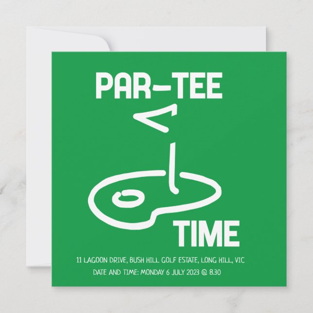 Par-T-Shirt Time White Einladung (Vorderseite)