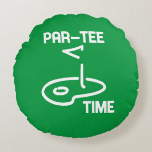 Par-T-Shirt Time White Rundes Kissen