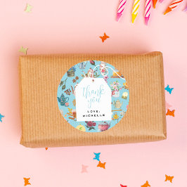 Par Tea Blue Garden Floral Geburtstagsparty Runder Aufkleber