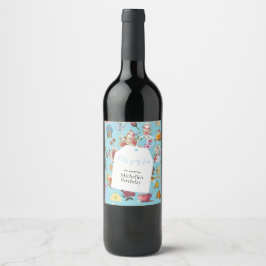 Par Tea Blue Garden Floral Geburtstagsparty Weinetikett