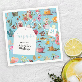 Par Tea Blue Spring Floral Geburtstagsparty Serviette