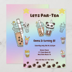 Par-Tea Bubble Tea Boba Invitation Anniversaire