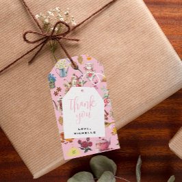 Par Tea Pink Garden Floral Geburtstagsparty Geschenkanhänger