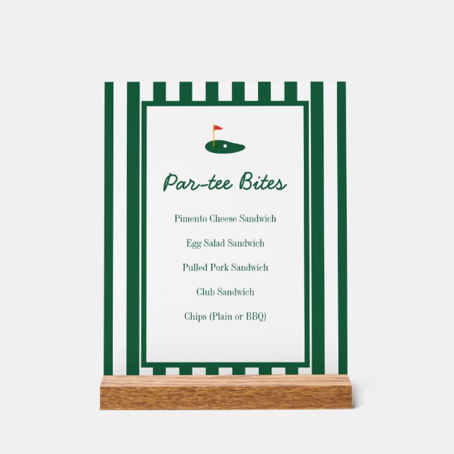 Par-tee Golf Bites Menu for 1st Birthday Party (Recto)