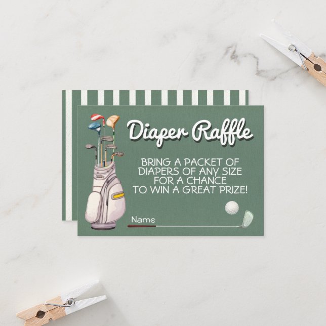 Par-tee Golf Diaper Raffle-Karte Einladung (Vorderseite/Rückseite Beispiel)