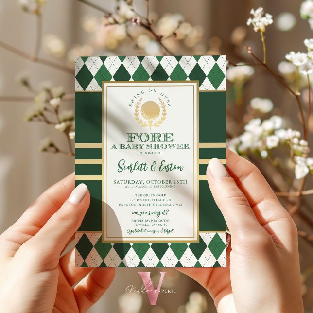 PAR TEE Green Golf Baby shower à thème Invitation (Créateur téléchargé)