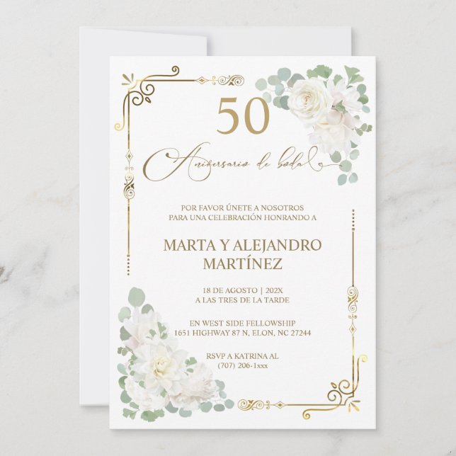 Para 50 Aniversario de Boda Einladung (Vorderseite)