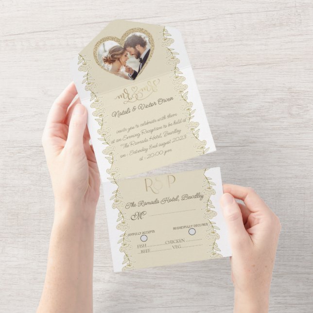 para boda  con foto personalizada all in one einladung (Abreißen)