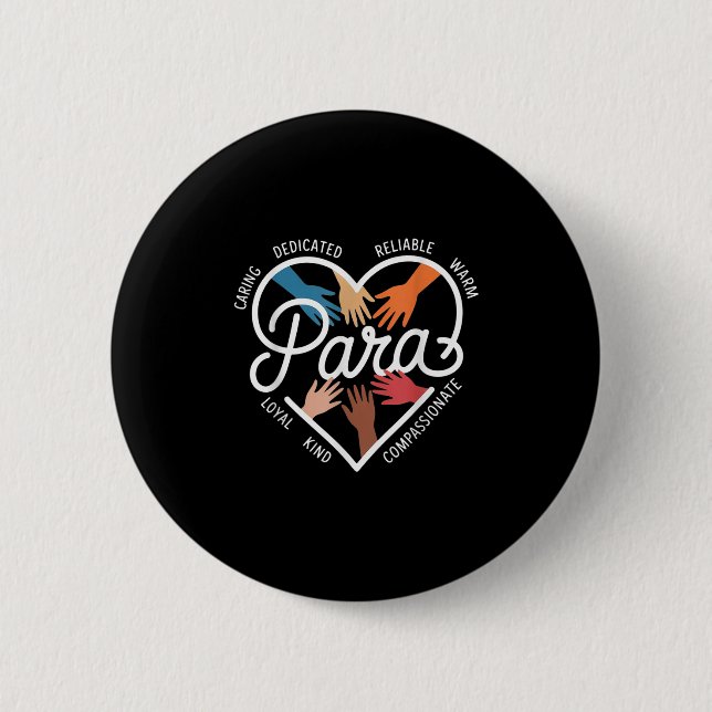 Para Heart Paraprofessional Teacher Paraeducator Button (Vorderseite)