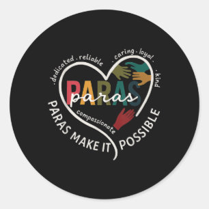 Para Heart Paraprofessional Teacher Paraeducator Runder Aufkleber