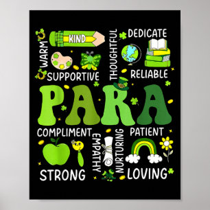 Para-Lehrer St. Patrick's Day Paraprofessioneller Poster