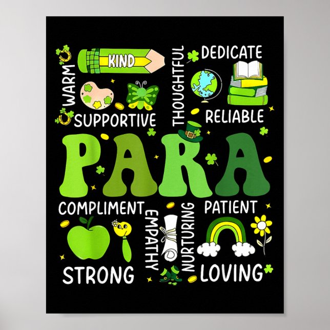 Para-Lehrer St. Patrick's Day Paraprofessioneller Poster (Vorne)