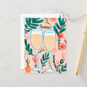 Parabens Schaumwein Champagner Floral Herzlichen G Postkarte