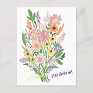 Parabens Wildblumen Handbemalt Gouache Gratuliere Postkarte