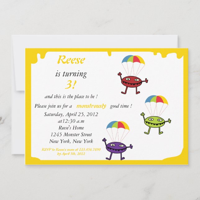 Parachute de parachute - invitation à l'anniversai (Devant)