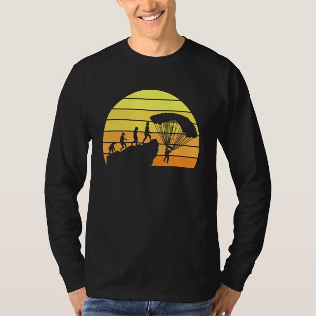 Parachute Evolution Retro Sunset Art T-Shirt (Vorderseite)