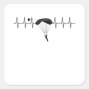 Parachute Herzschlag Skydiving Sykdive Puls Quadratischer Aufkleber