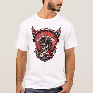 Parachute Skull Wings Sky Demons Motorcycle Club T-Shirt
