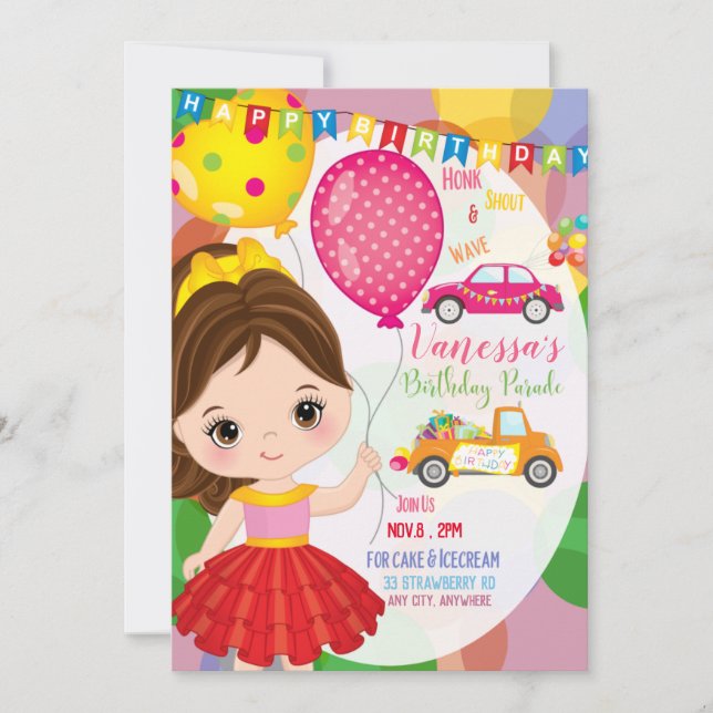 Parade d'anniversaire 1 Carte d'invitation (Devant)