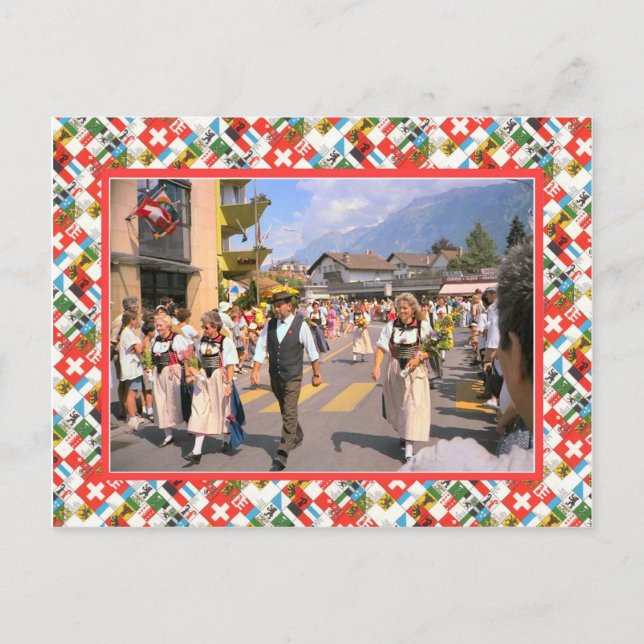 Parade des Schweizerischen Nationalfeiertags, Inte Postkarte (Vorderseite)