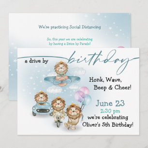 Parade Lions Drive by Birthday NO Masken Einladung